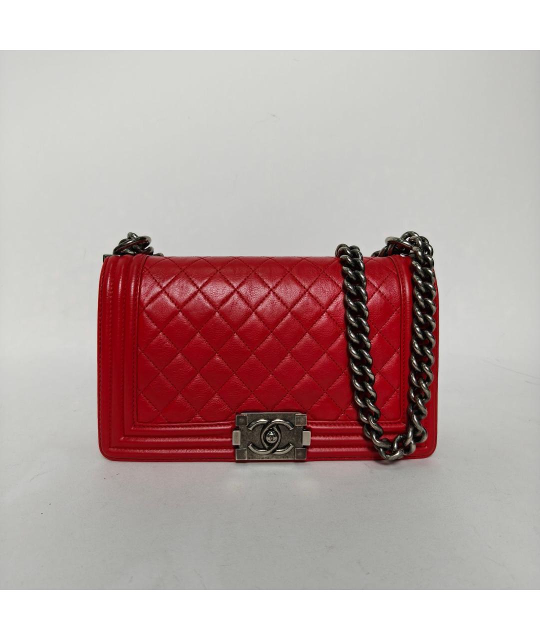 CHANEL Красная кожаная сумка через плечо, фото 9