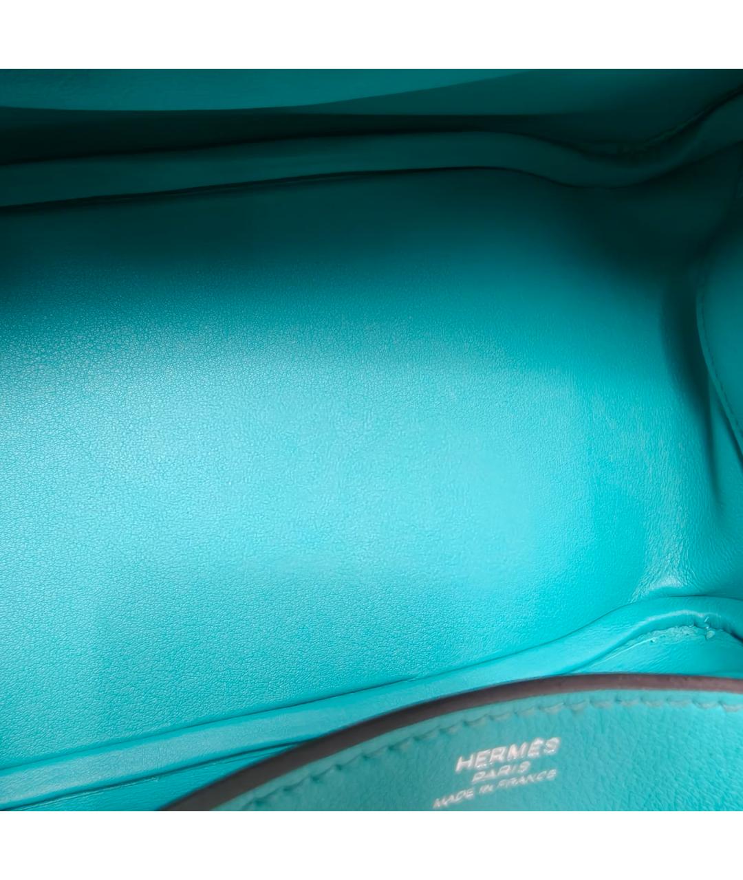HERMES Бирюзовая кожаная сумка с короткими ручками, фото 8