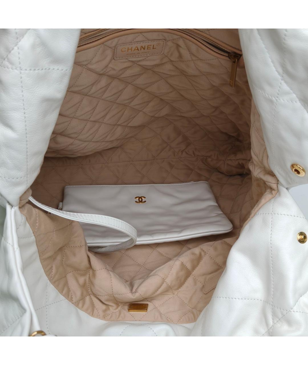 CHANEL Белая кожаная сумка через плечо, фото 8