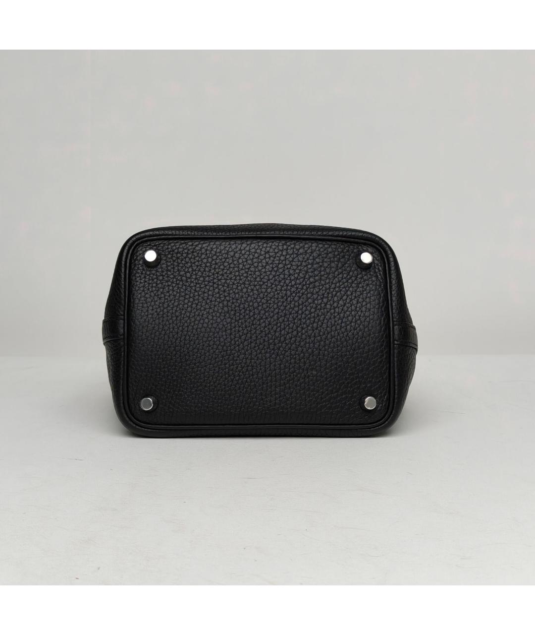 HERMES Черная кожаная сумка с короткими ручками, фото 6