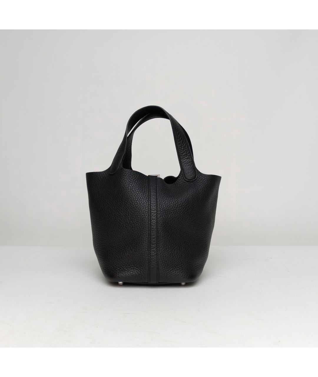 HERMES Черная кожаная сумка с короткими ручками, фото 4