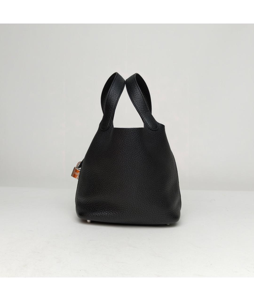 HERMES Черная кожаная сумка с короткими ручками, фото 3