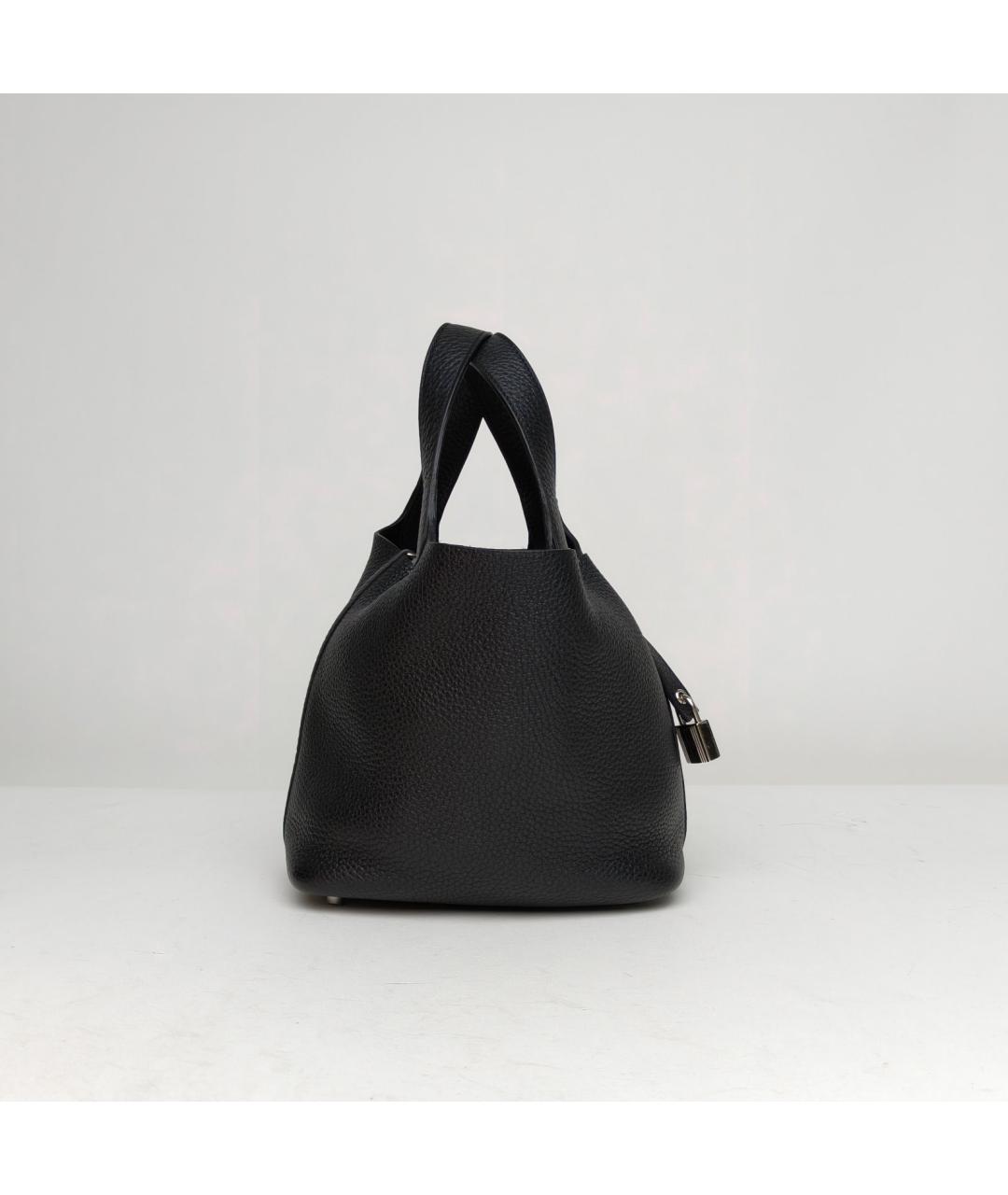 HERMES Черная кожаная сумка с короткими ручками, фото 5