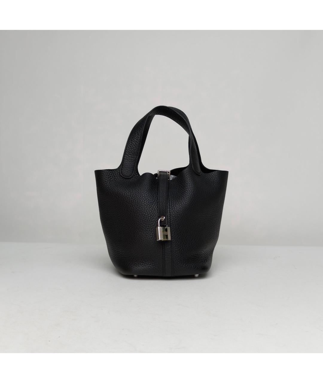 HERMES Черная кожаная сумка с короткими ручками, фото 2