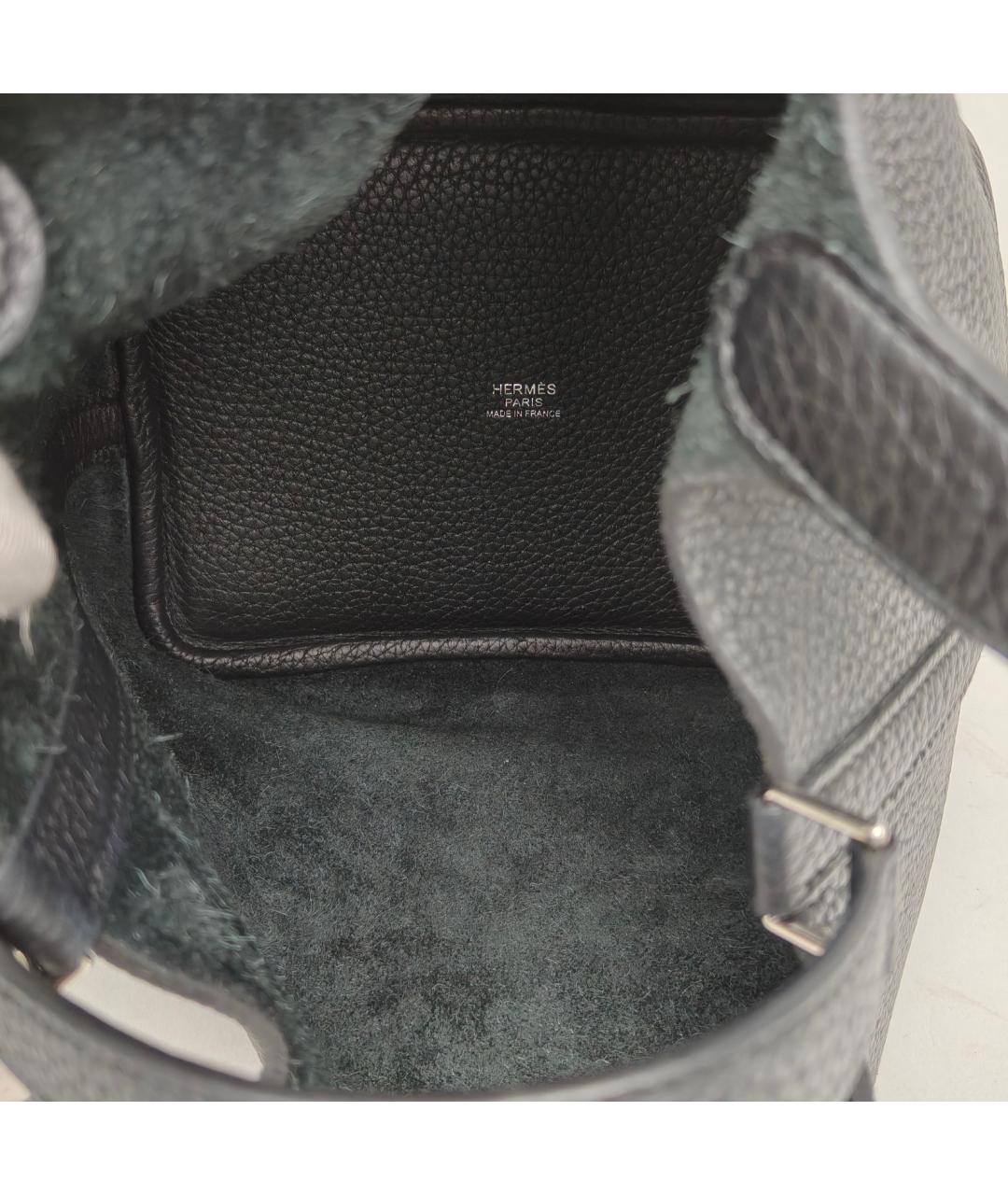 HERMES Черная кожаная сумка с короткими ручками, фото 7