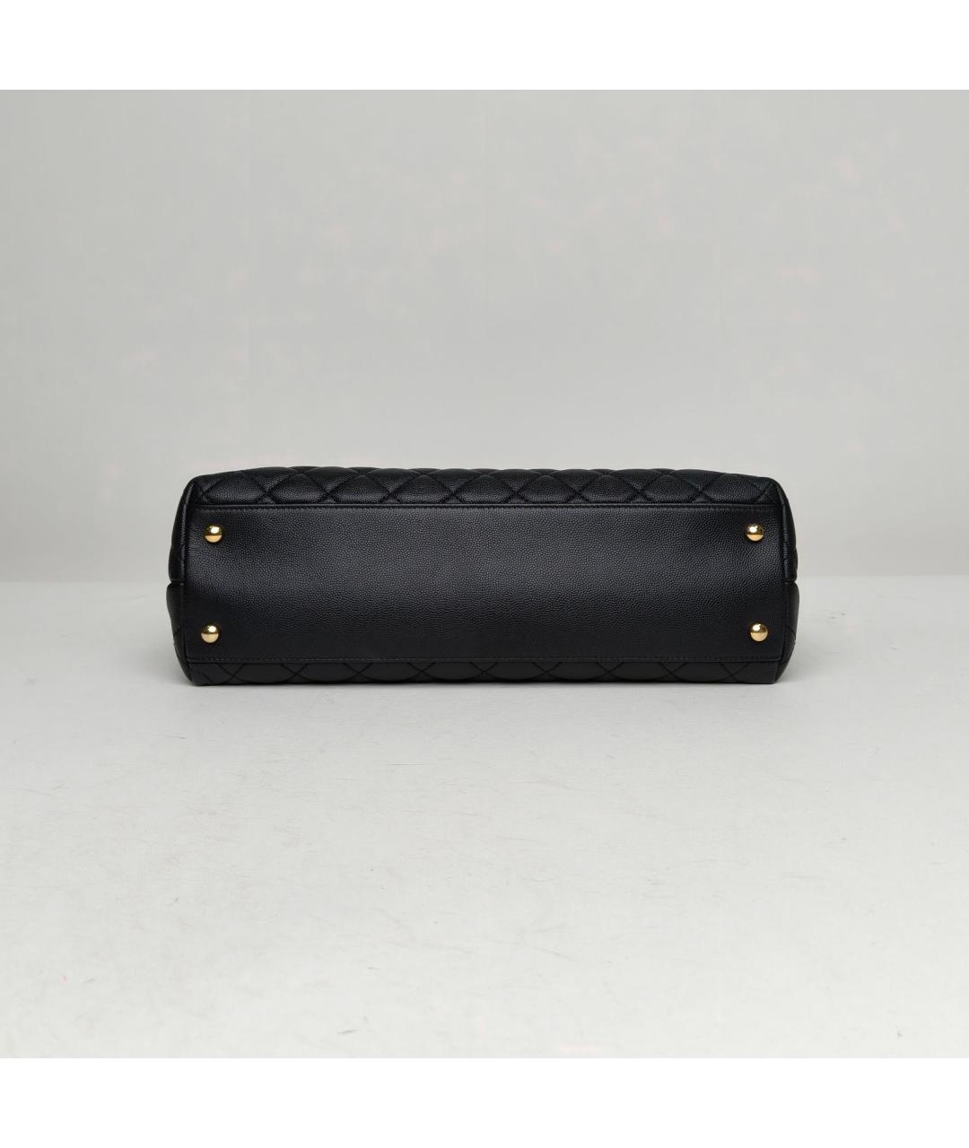 CHANEL Черная кожаная сумка с короткими ручками, фото 6