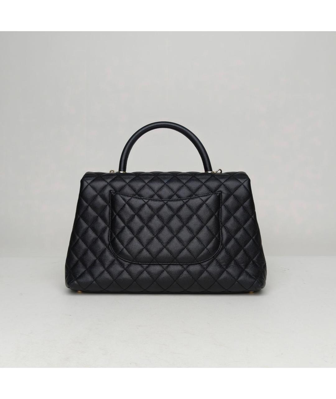 CHANEL Черная кожаная сумка с короткими ручками, фото 4