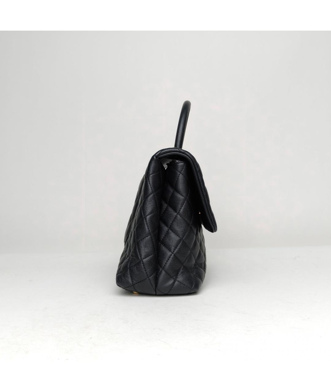 CHANEL Черная кожаная сумка с короткими ручками, фото 5