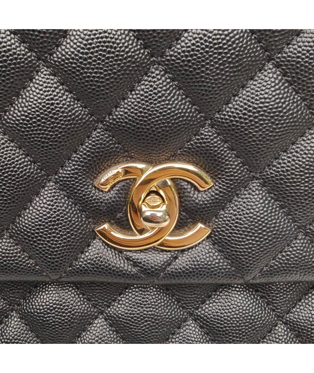 CHANEL Черная кожаная сумка с короткими ручками, фото 9