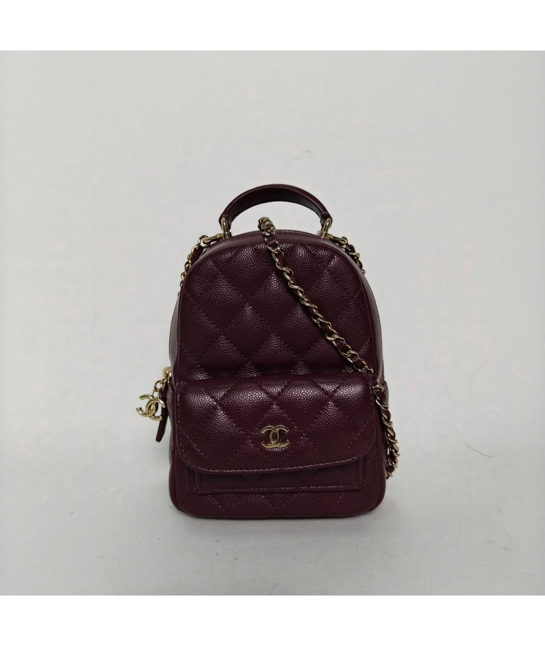 CHANEL Бордовый кожаный рюкзак, фото 2