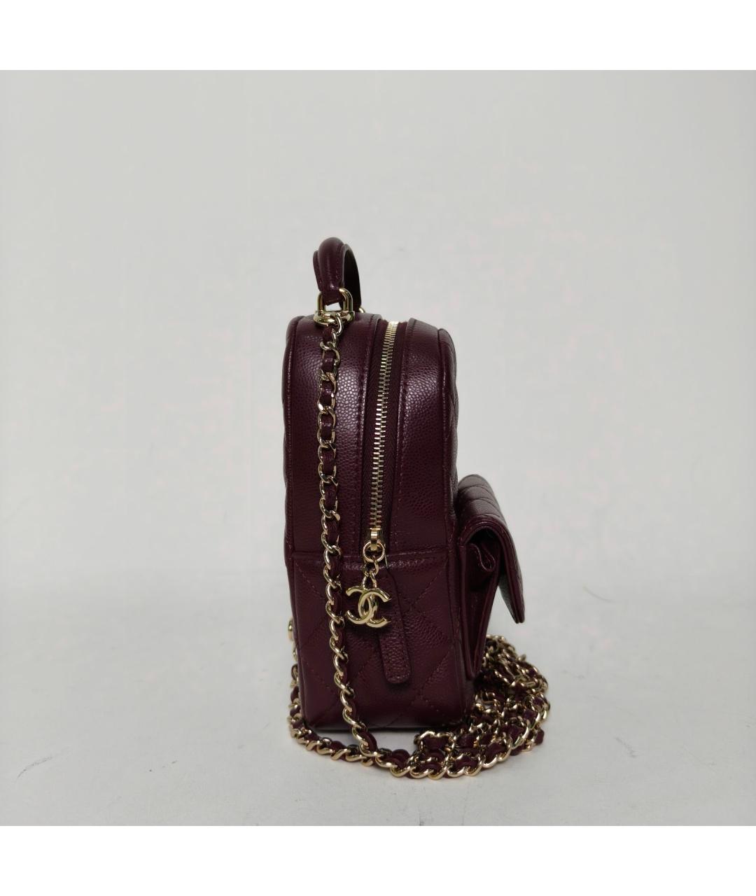 CHANEL Бордовый кожаный рюкзак, фото 3
