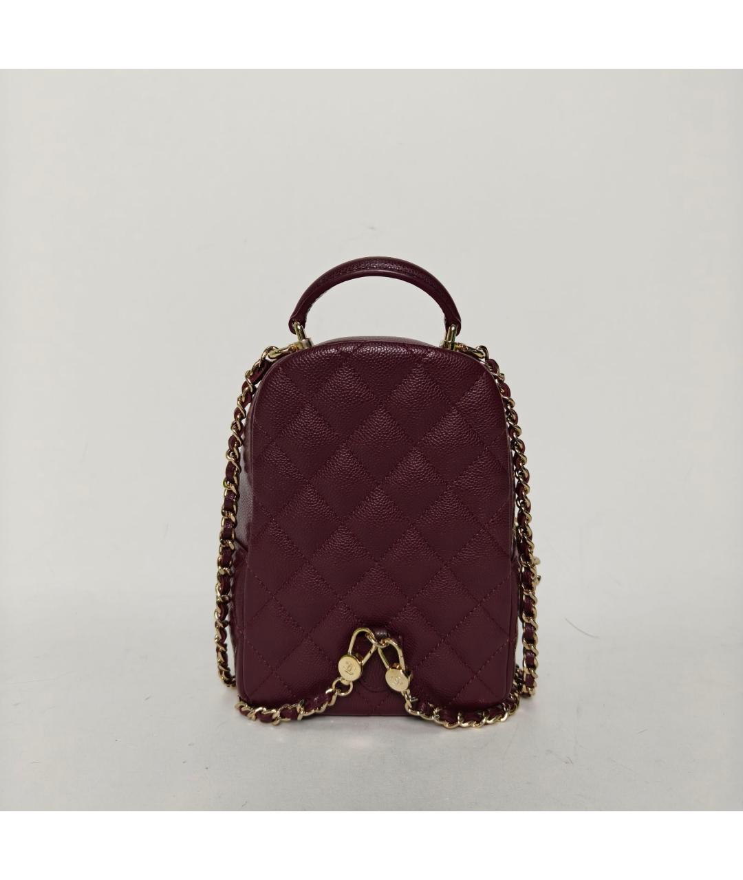 CHANEL Бордовый кожаный рюкзак, фото 4