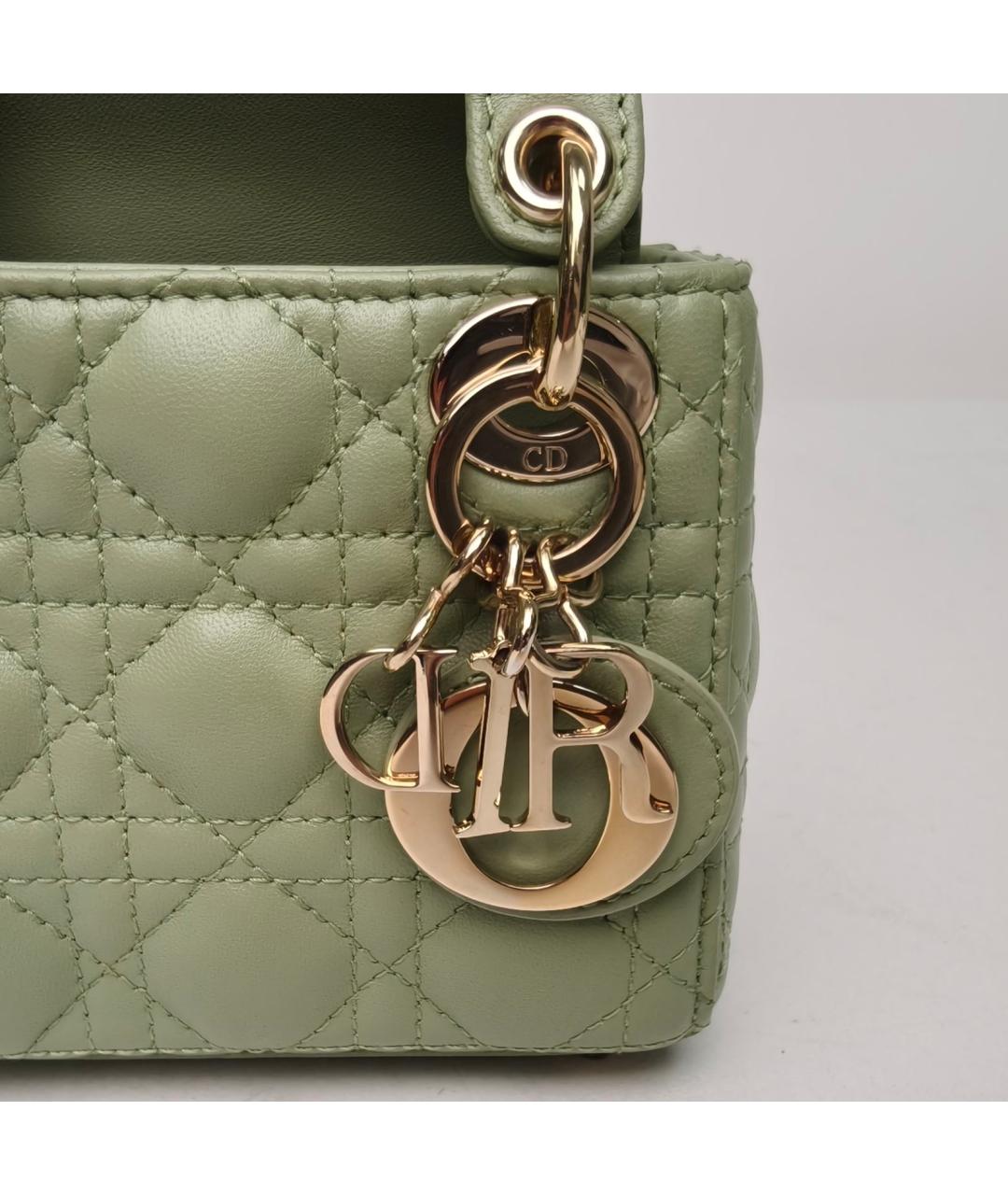 CHRISTIAN DIOR Зеленая кожаная сумка с короткими ручками, фото 7