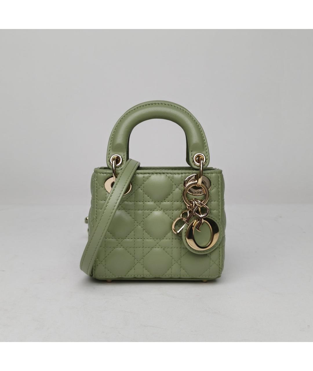 CHRISTIAN DIOR Зеленая кожаная сумка с короткими ручками, фото 9