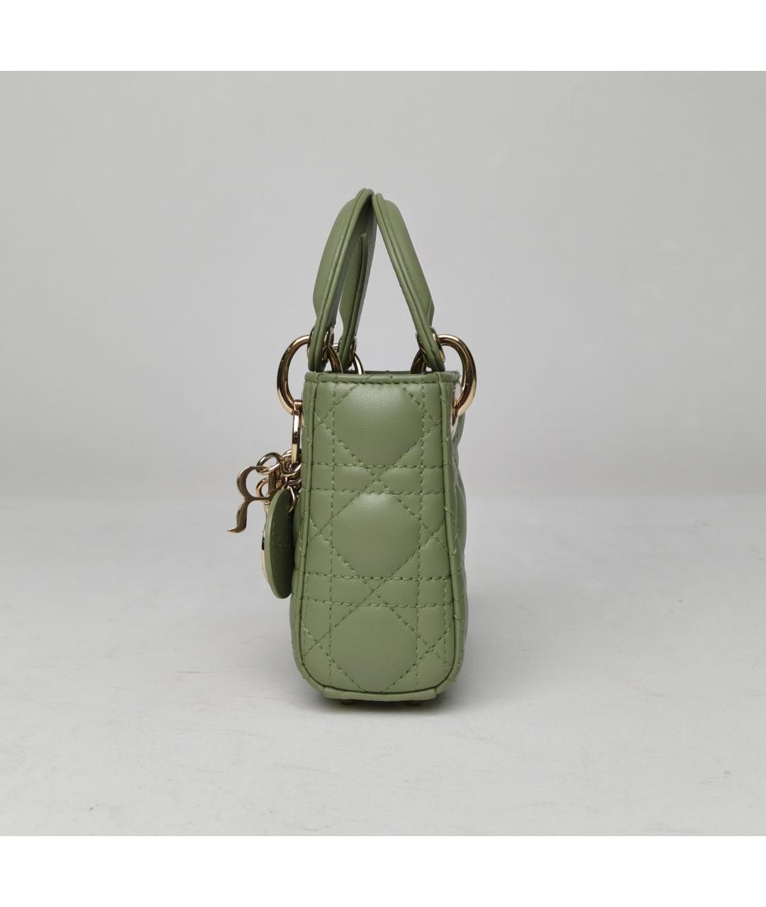CHRISTIAN DIOR Зеленая кожаная сумка с короткими ручками, фото 3