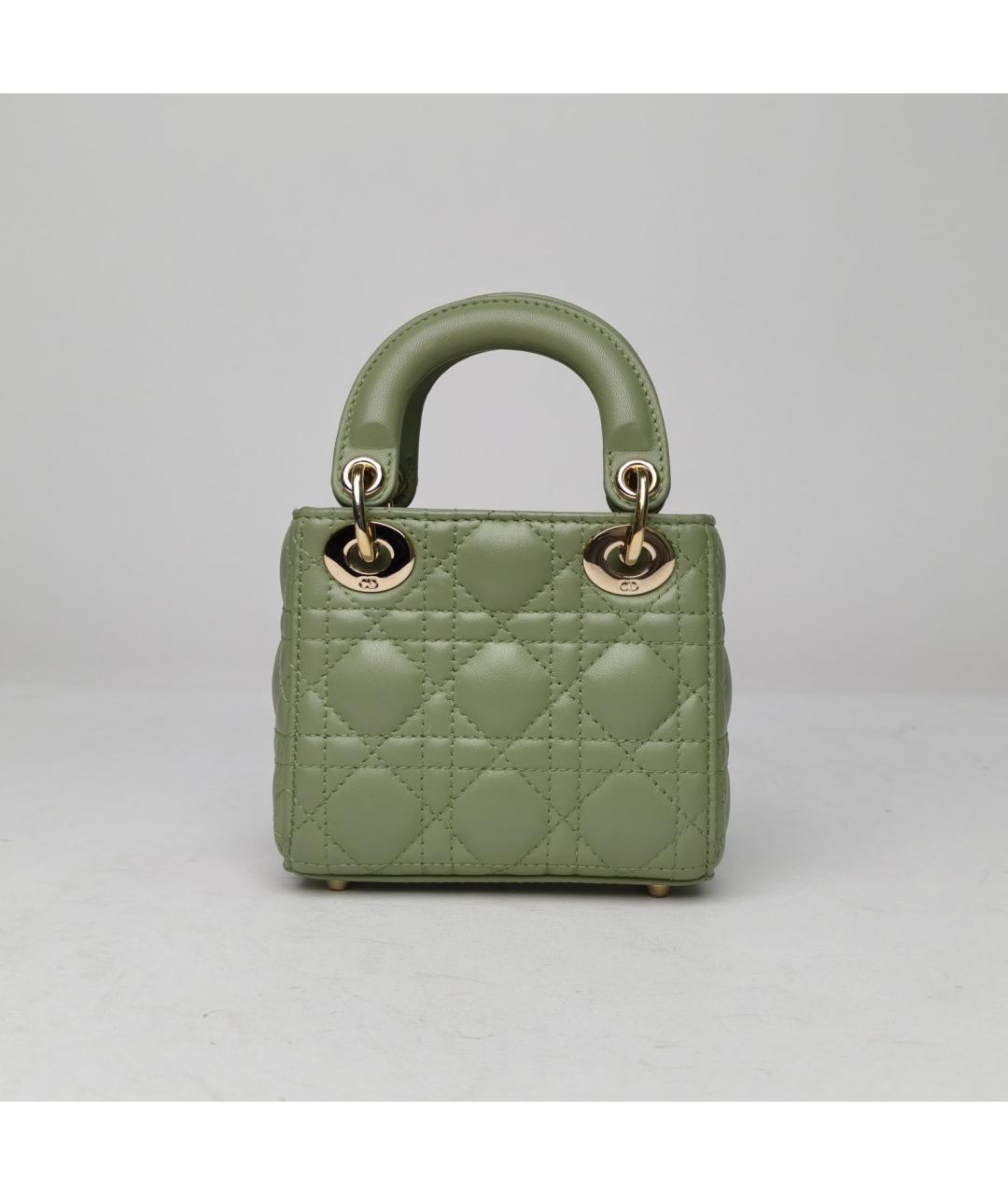 CHRISTIAN DIOR Зеленая кожаная сумка с короткими ручками, фото 4