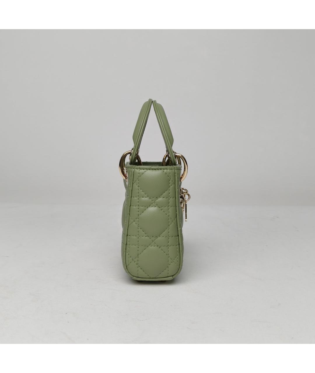 CHRISTIAN DIOR Зеленая кожаная сумка с короткими ручками, фото 5