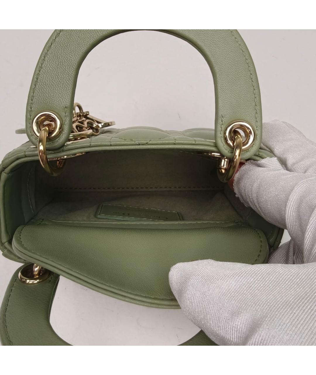 CHRISTIAN DIOR Зеленая кожаная сумка с короткими ручками, фото 8
