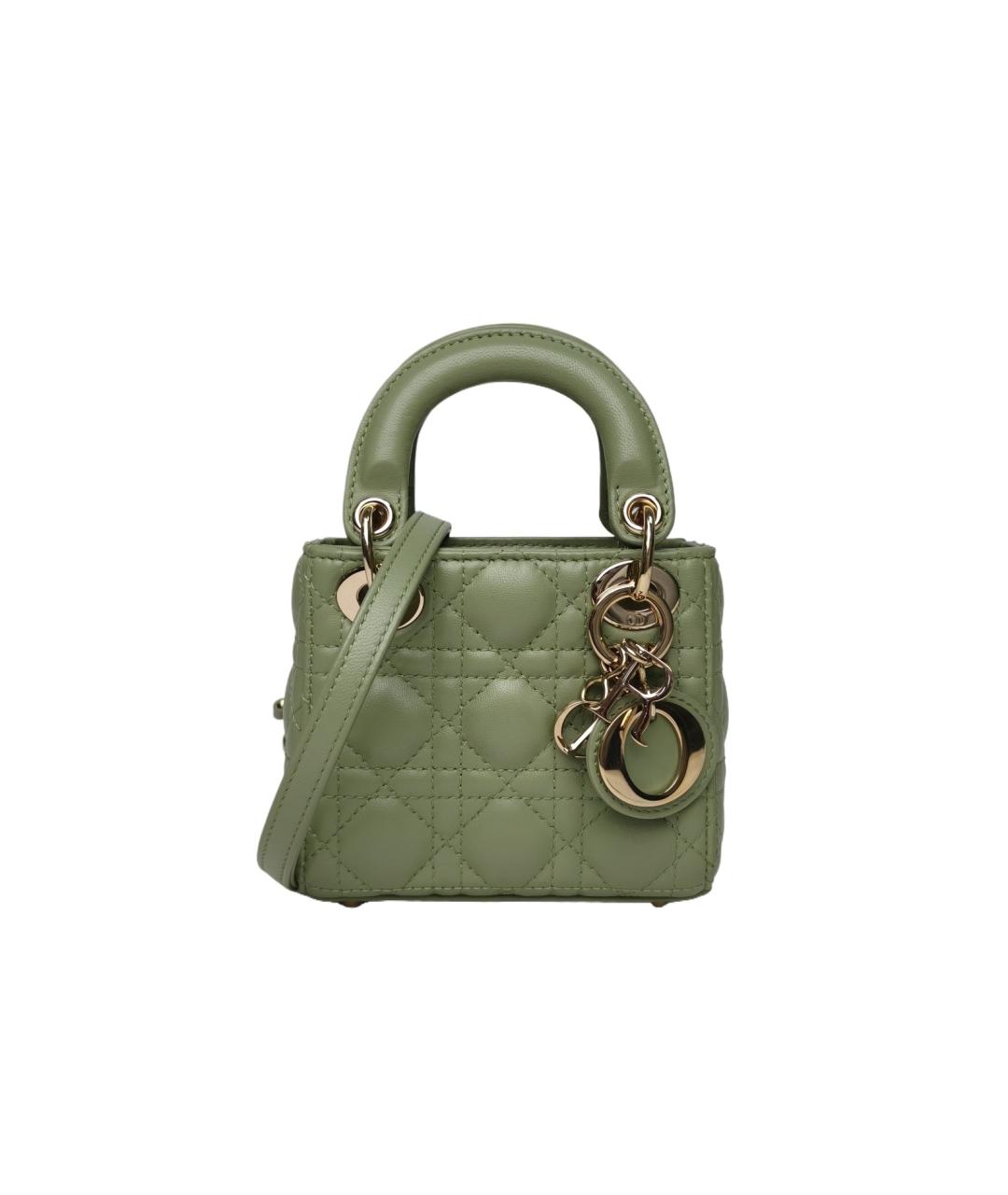 CHRISTIAN DIOR Зеленая кожаная сумка с короткими ручками, фото 1