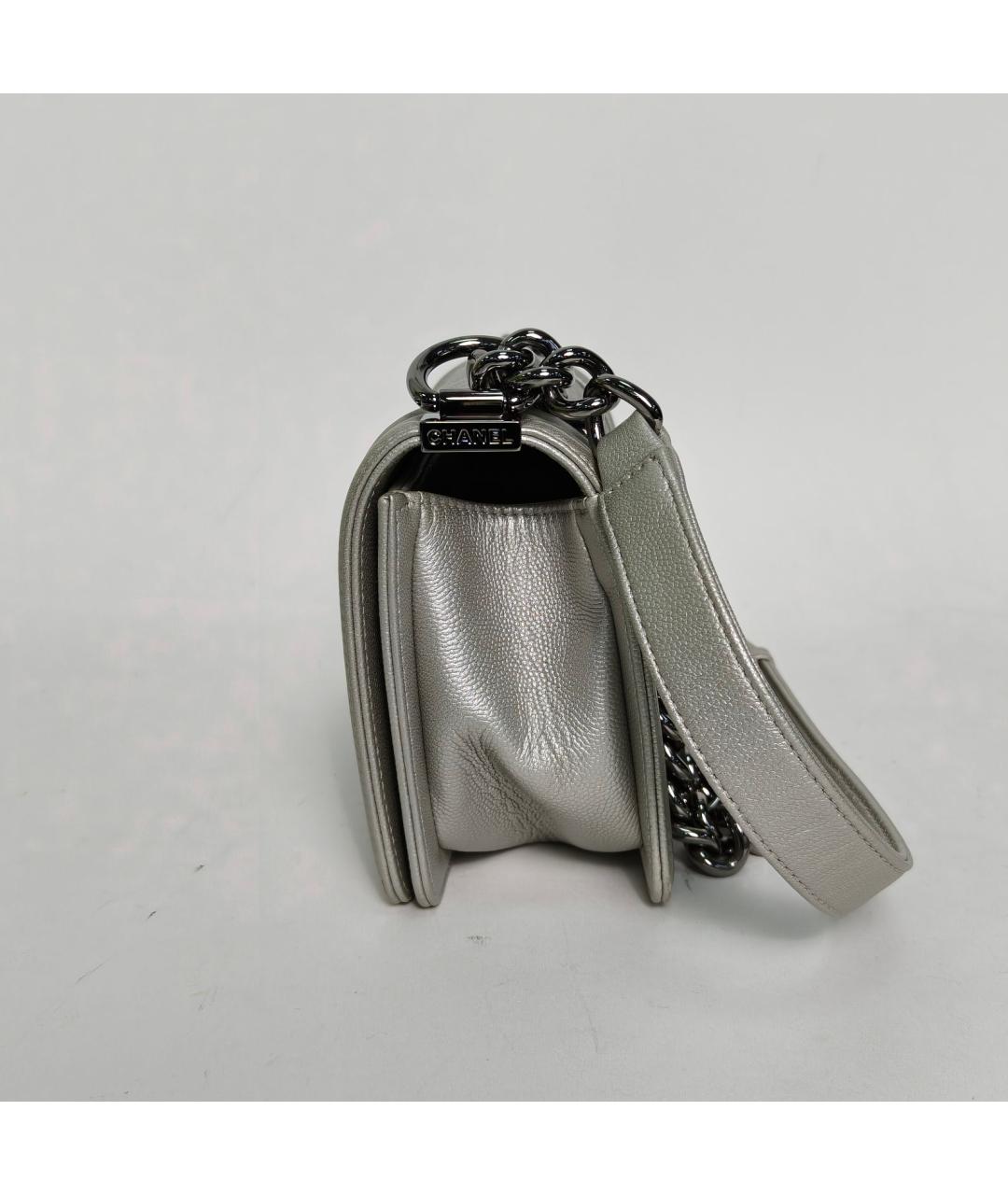 CHANEL Серебряная кожаная сумка через плечо, фото 3