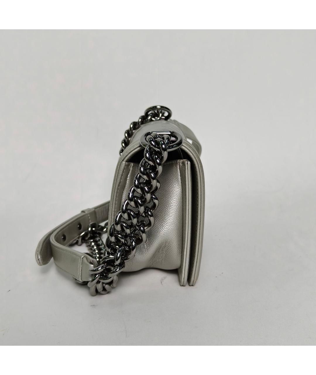 CHANEL Серебряная кожаная сумка через плечо, фото 5