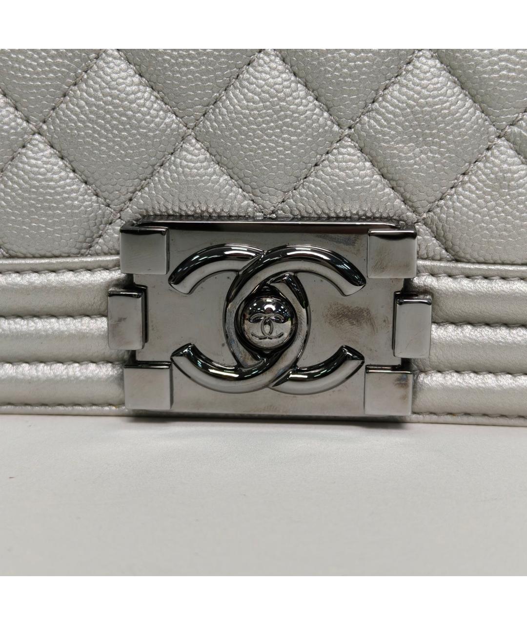 CHANEL Серебряная кожаная сумка через плечо, фото 7
