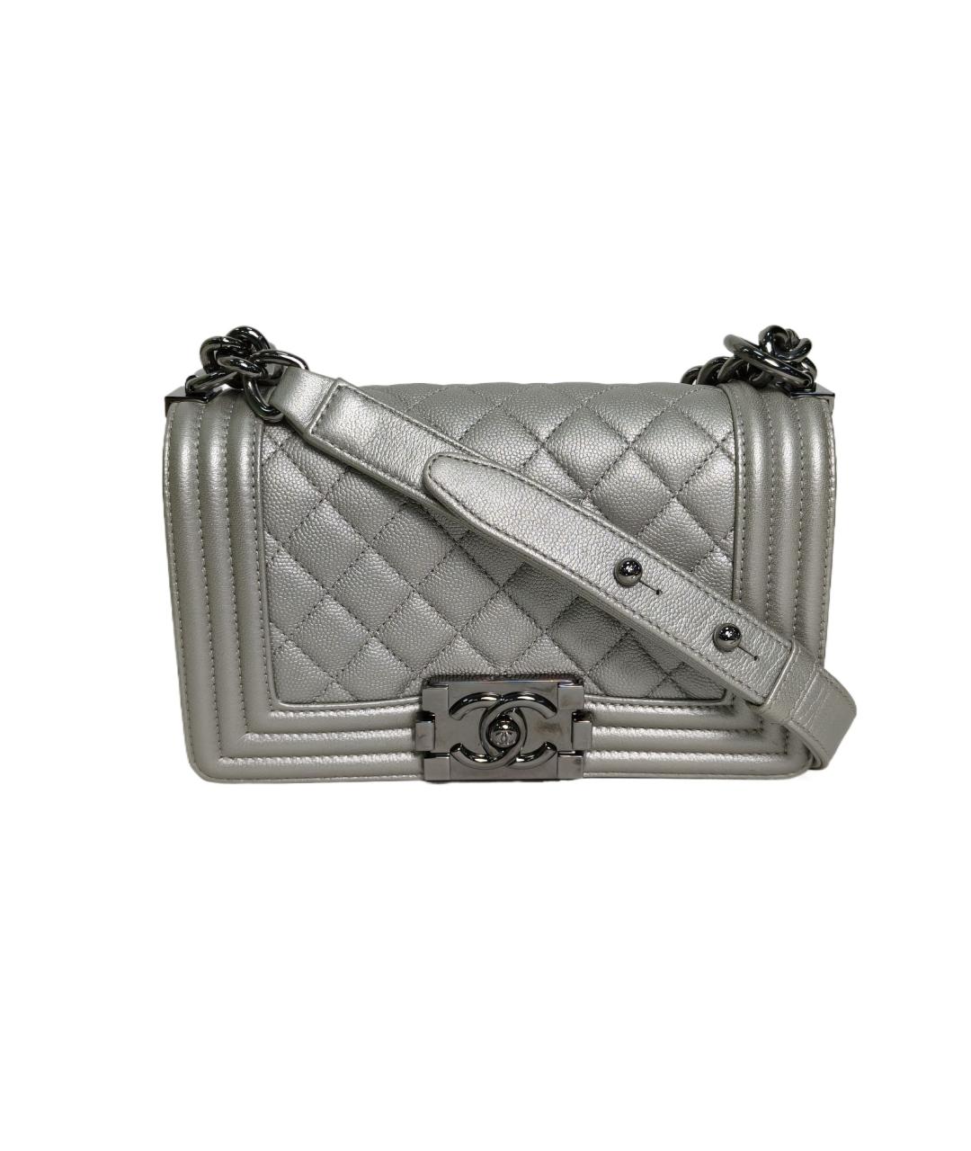 CHANEL Серебряная кожаная сумка через плечо, фото 1