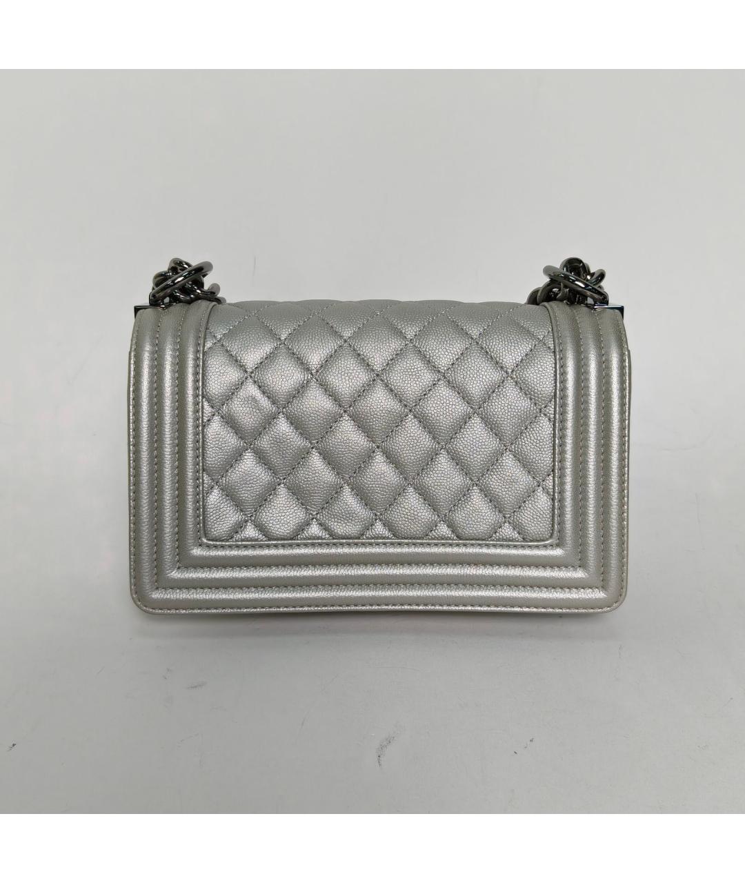 CHANEL Серебряная кожаная сумка через плечо, фото 4