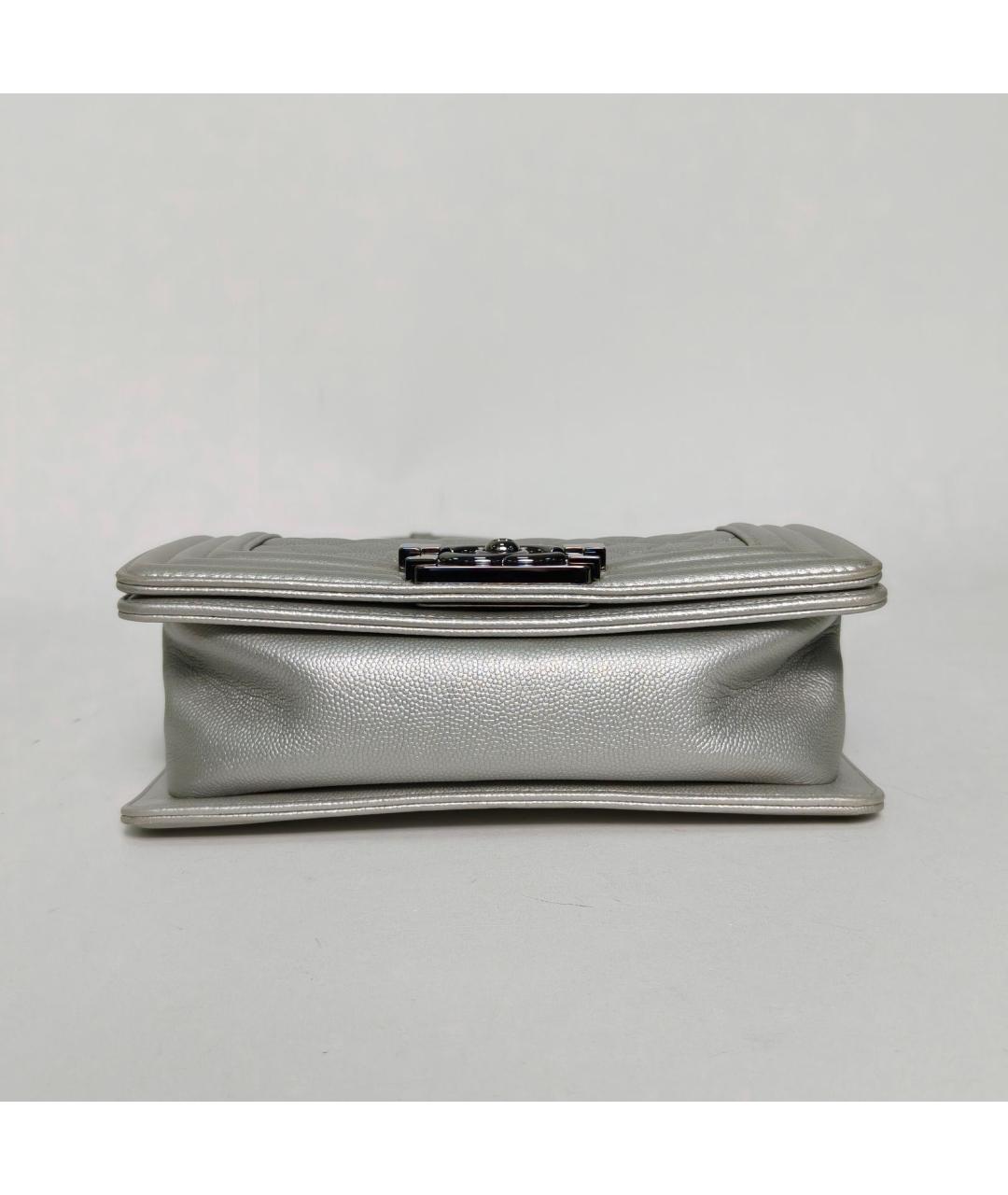 CHANEL Серебряная кожаная сумка через плечо, фото 6