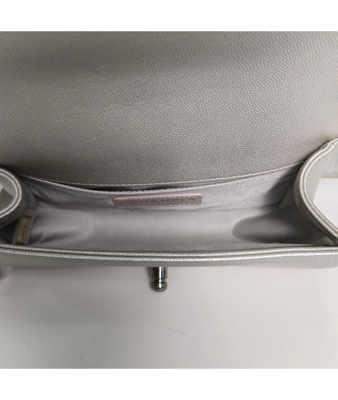 CHANEL Серебряная кожаная сумка через плечо, фото 8