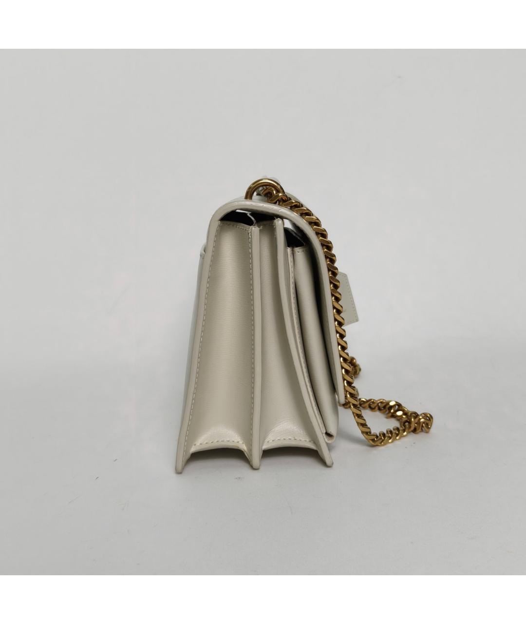 SAINT LAURENT Белая кожаная сумка через плечо, фото 3