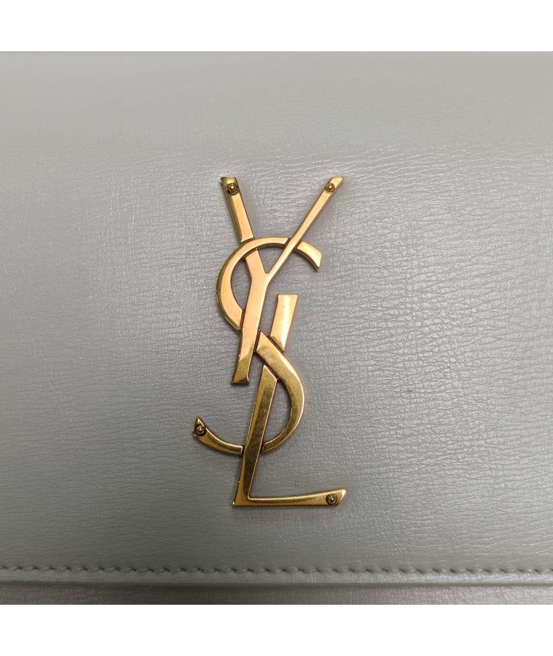 SAINT LAURENT Белая кожаная сумка через плечо, фото 7