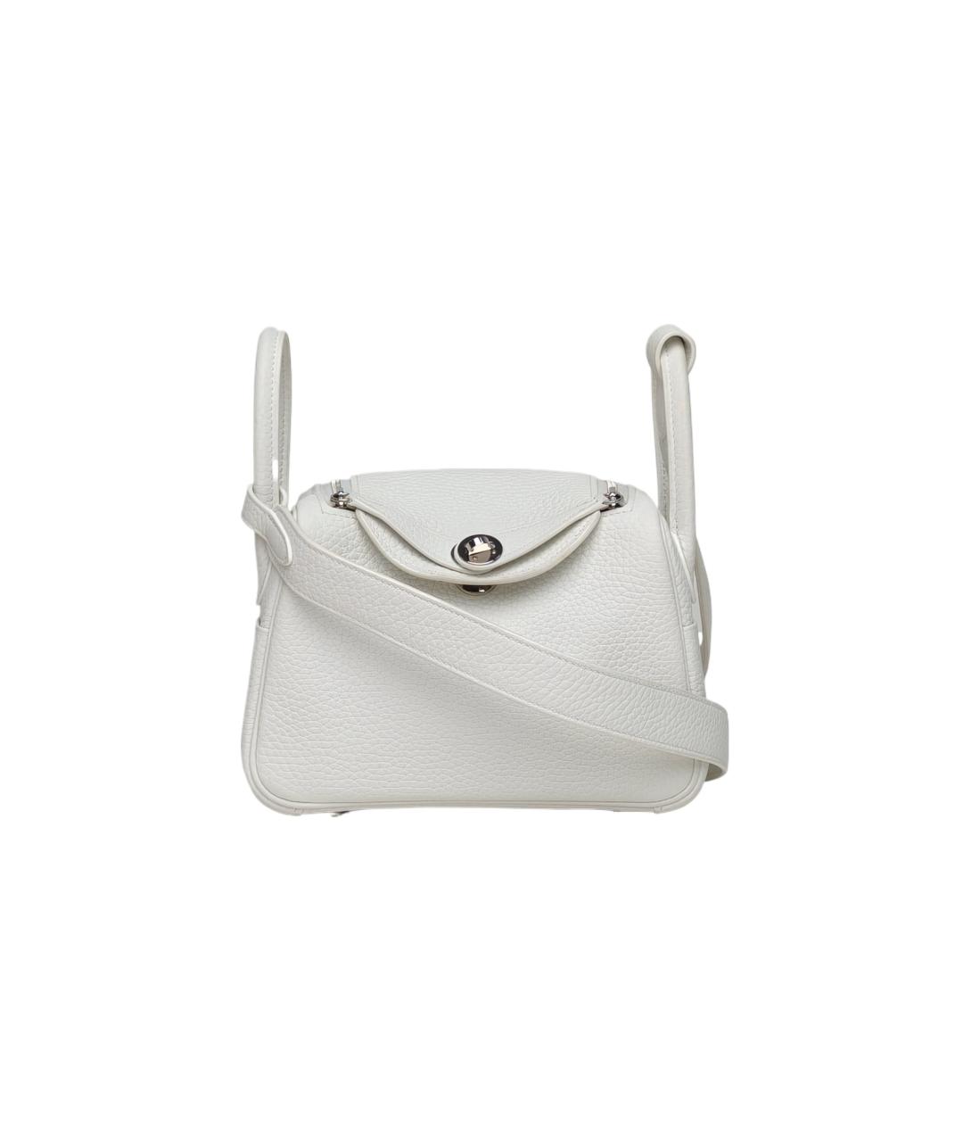 HERMES Белая кожаная сумка с короткими ручками, фото 1