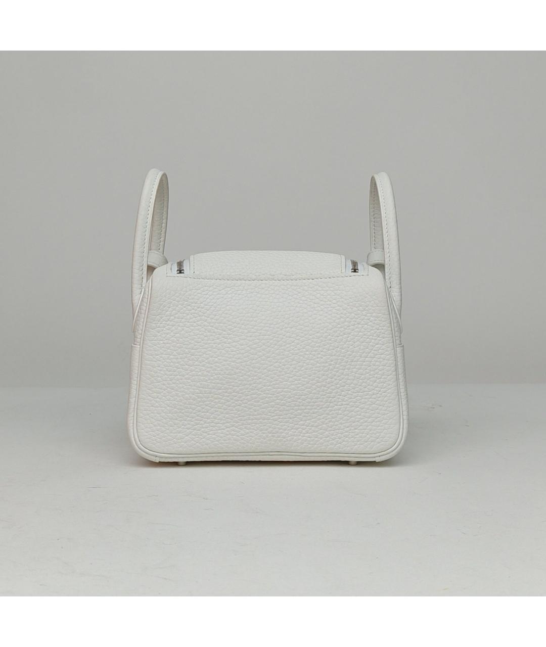 HERMES Белая кожаная сумка с короткими ручками, фото 4