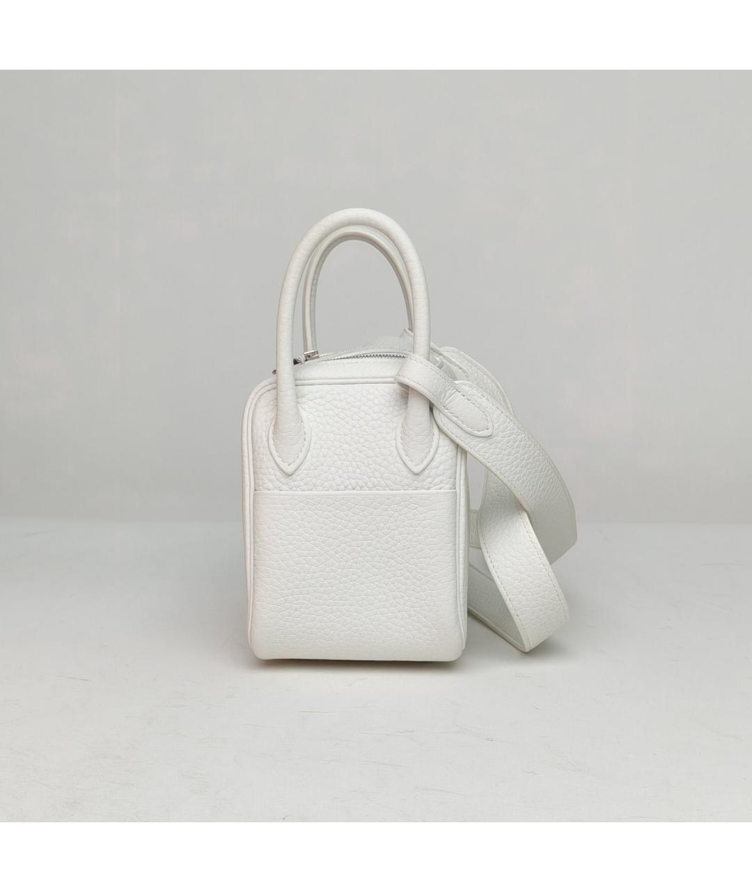 HERMES Белая кожаная сумка с короткими ручками, фото 3