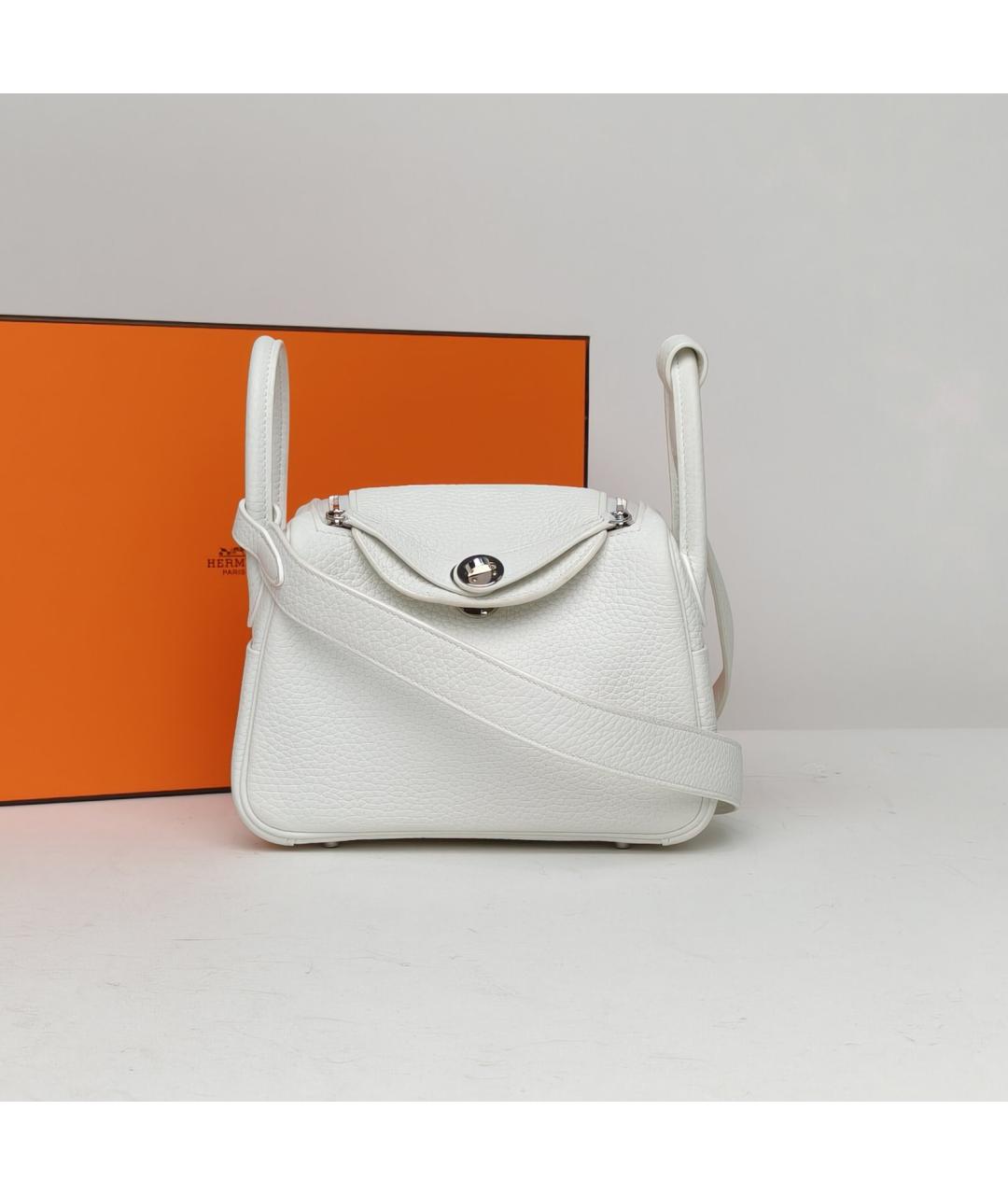 HERMES Белая кожаная сумка с короткими ручками, фото 8