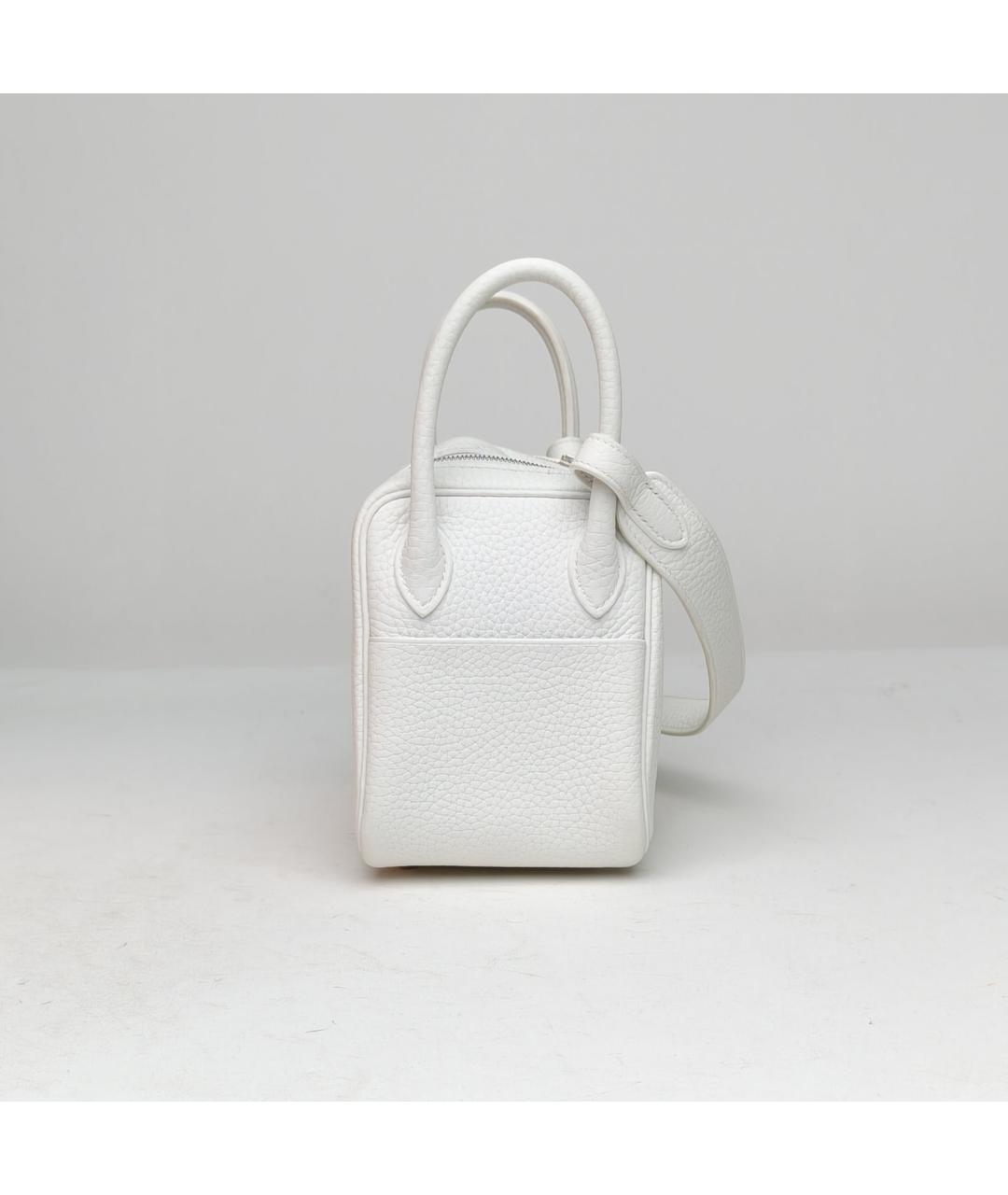 HERMES Белая кожаная сумка с короткими ручками, фото 5