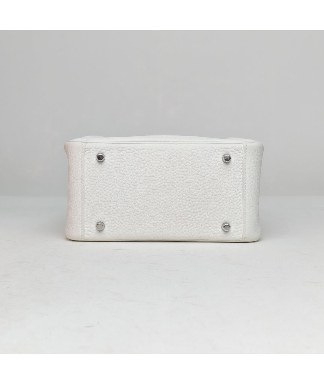 HERMES Белая кожаная сумка с короткими ручками, фото 6