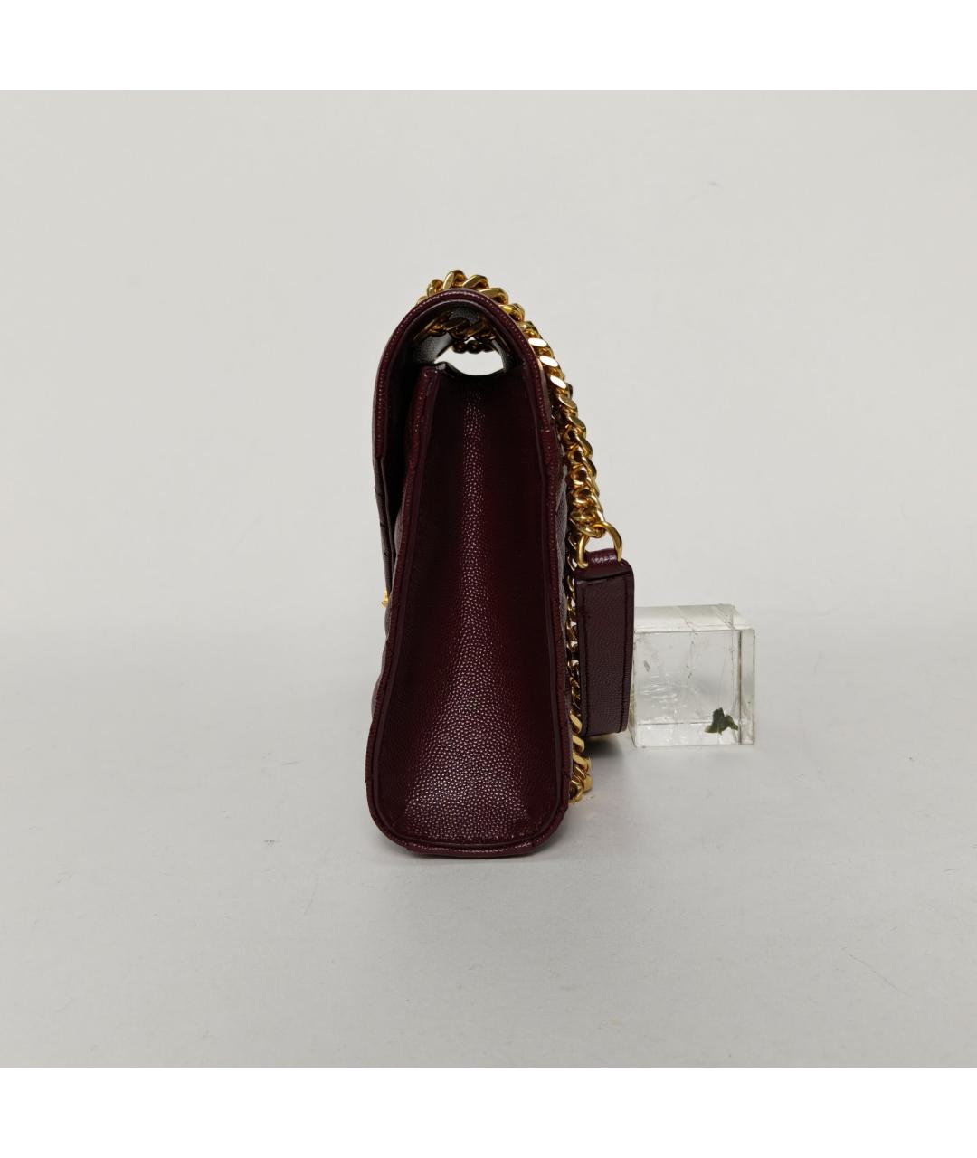 SAINT LAURENT Бордовая кожаная сумка через плечо, фото 3