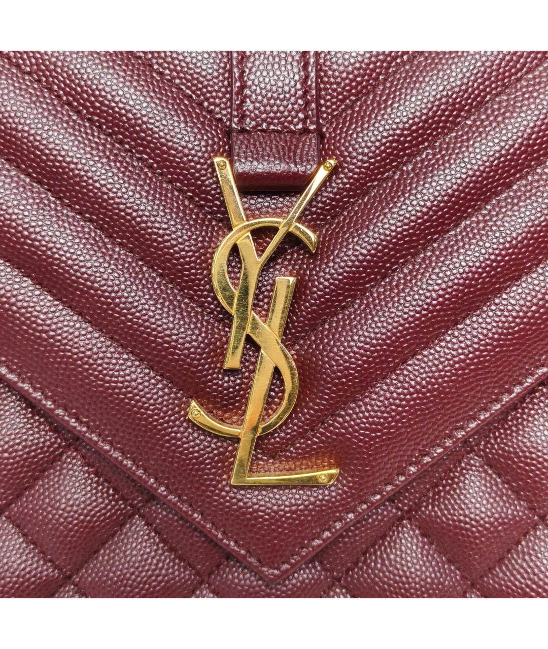 SAINT LAURENT Бордовая кожаная сумка через плечо, фото 7