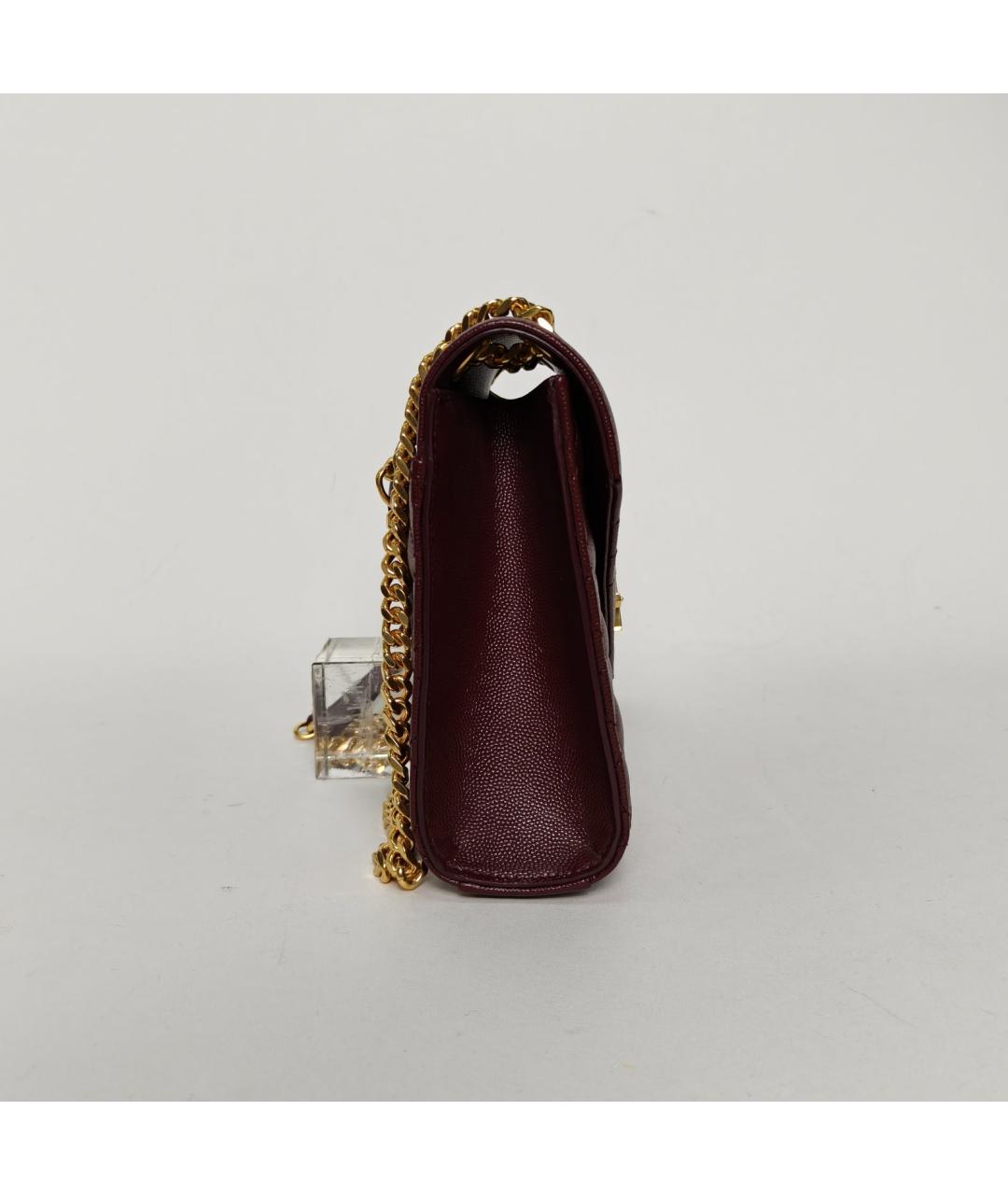 SAINT LAURENT Бордовая кожаная сумка через плечо, фото 5