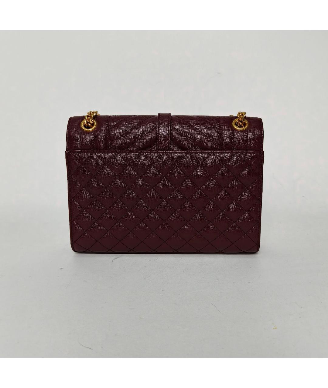 SAINT LAURENT Бордовая кожаная сумка через плечо, фото 4