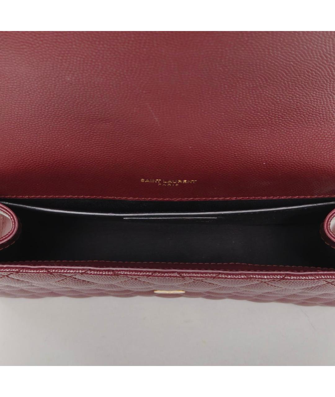 SAINT LAURENT Бордовая кожаная сумка через плечо, фото 8