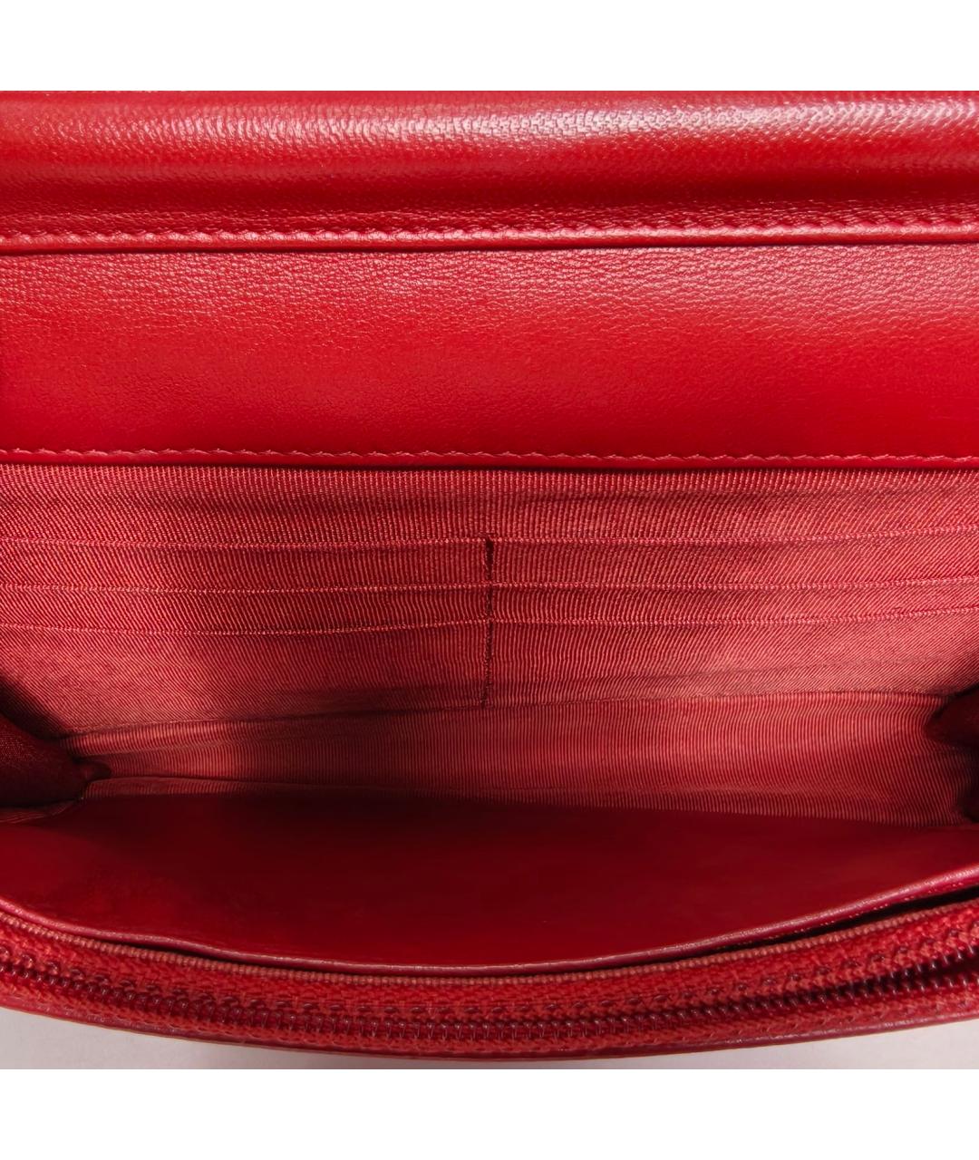 CHANEL Красная кожаная сумка через плечо, фото 8