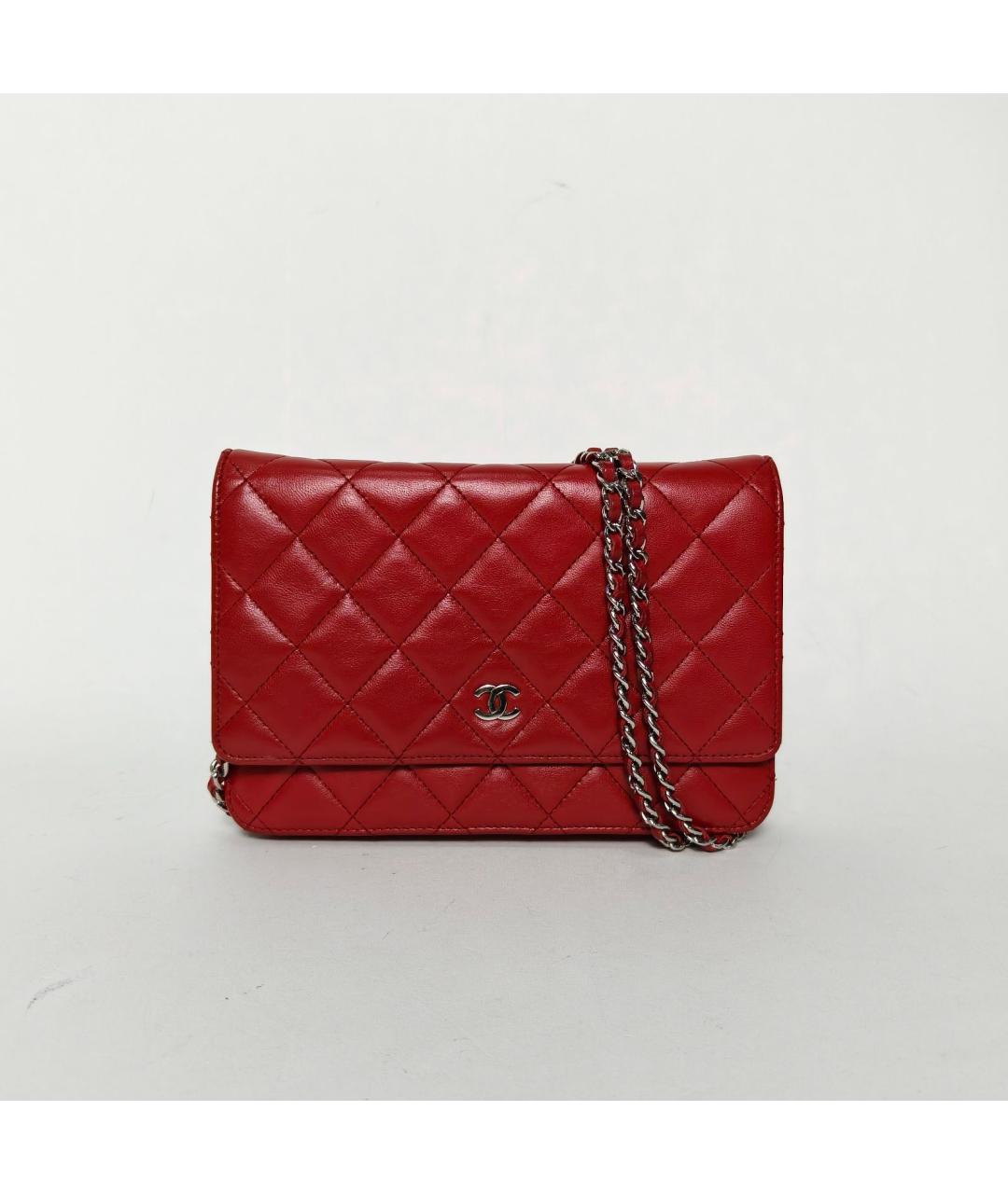 CHANEL Красная кожаная сумка через плечо, фото 2