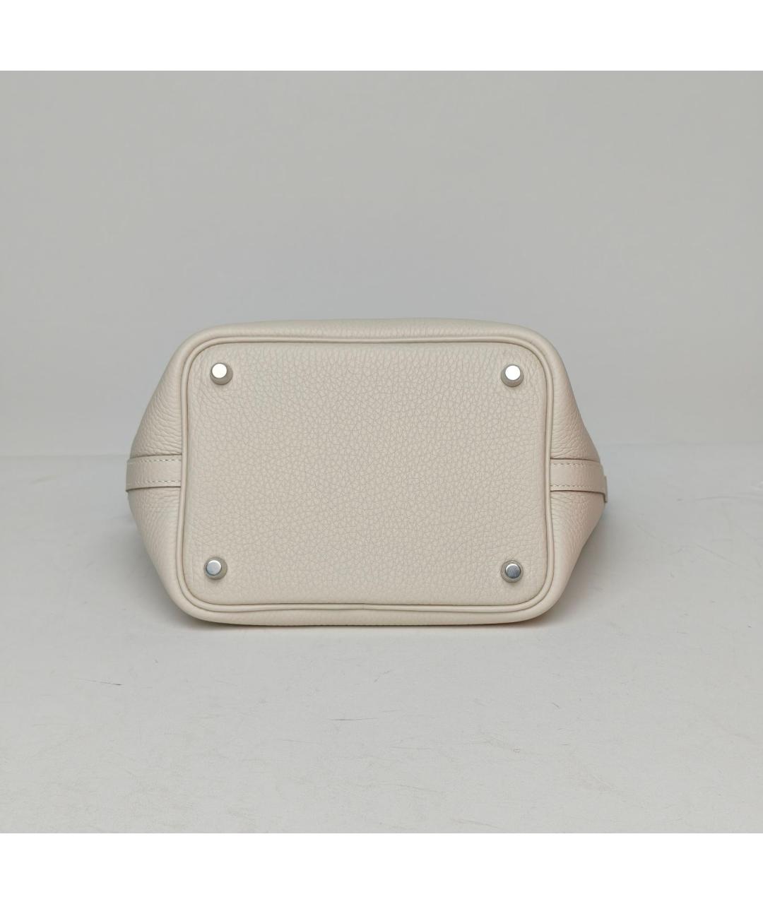 HERMES Бежевая кожаная сумка с короткими ручками, фото 6