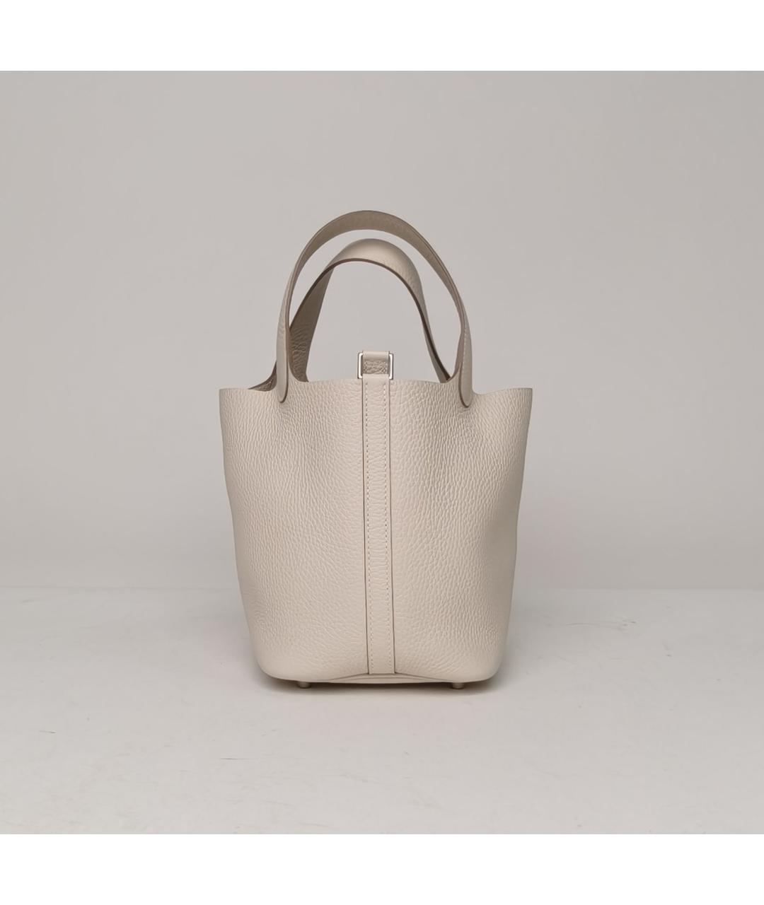 HERMES Бежевая кожаная сумка с короткими ручками, фото 4