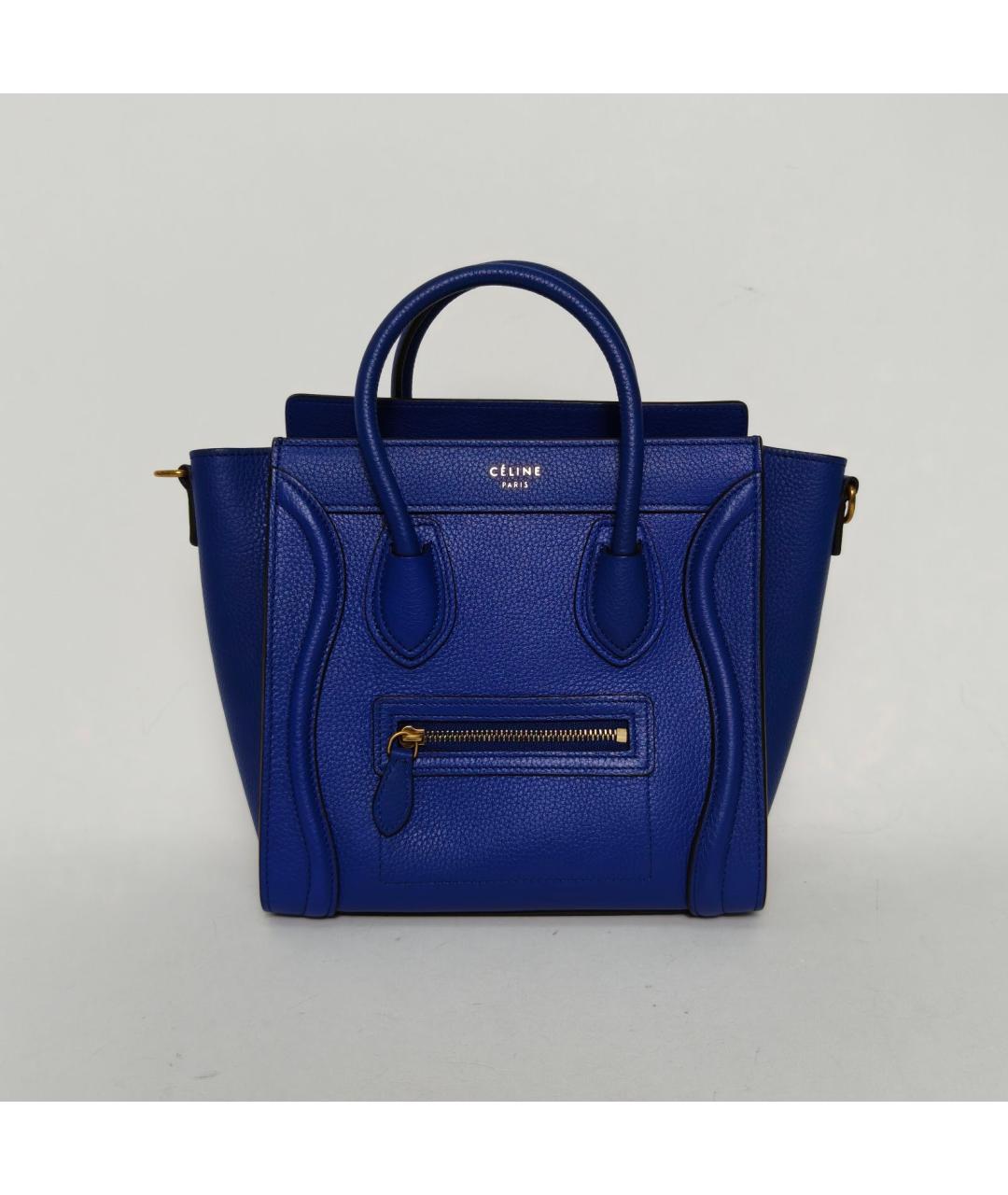 CELINE Синяя кожаная сумка через плечо, фото 2