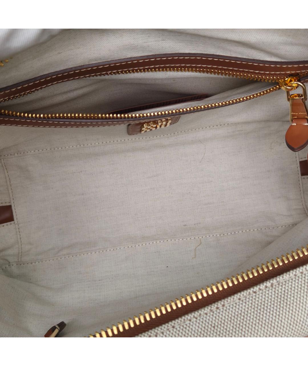 MIU MIU Бежевая тканевая сумка через плечо, фото 7