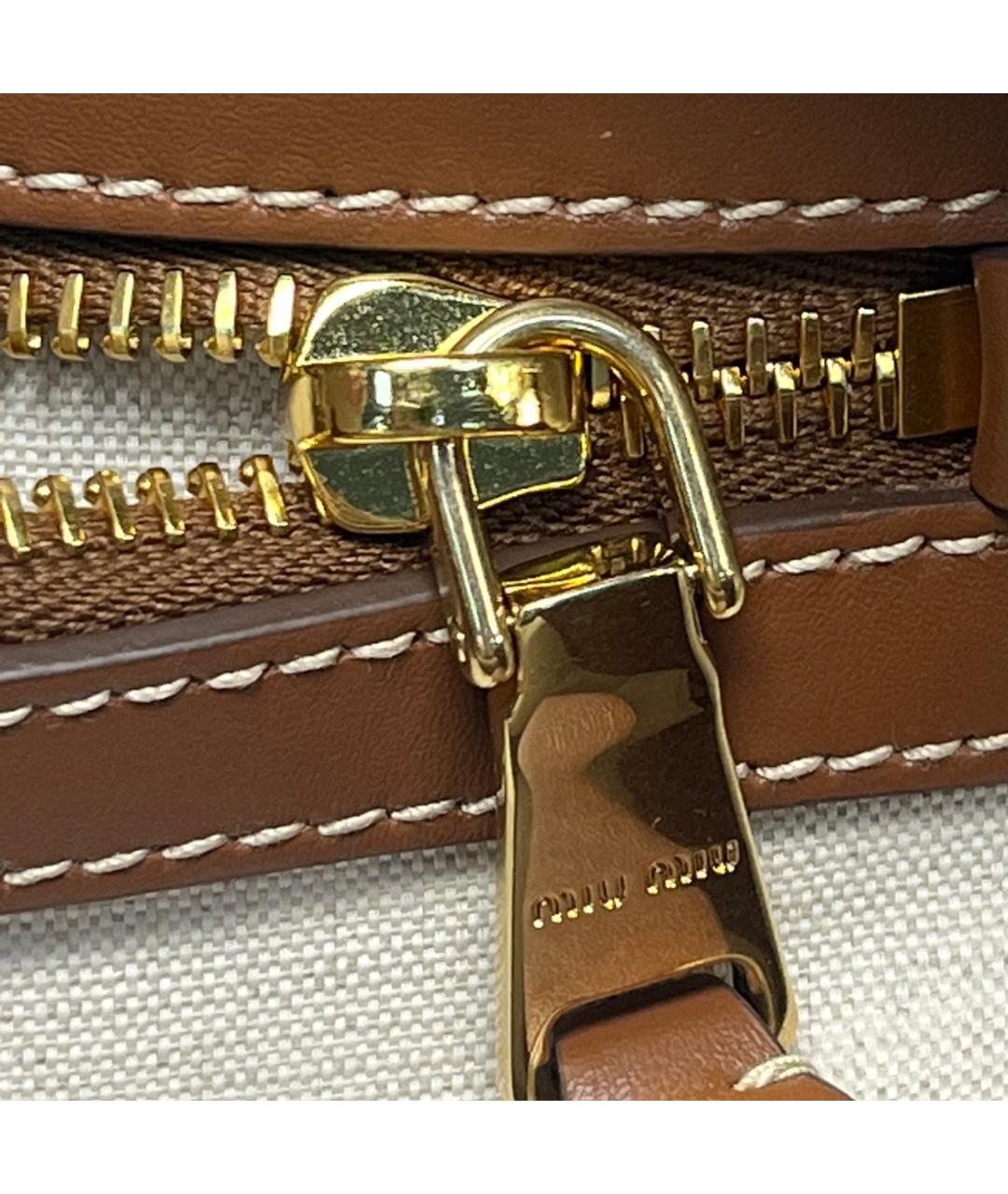 MIU MIU Бежевая тканевая сумка через плечо, фото 9